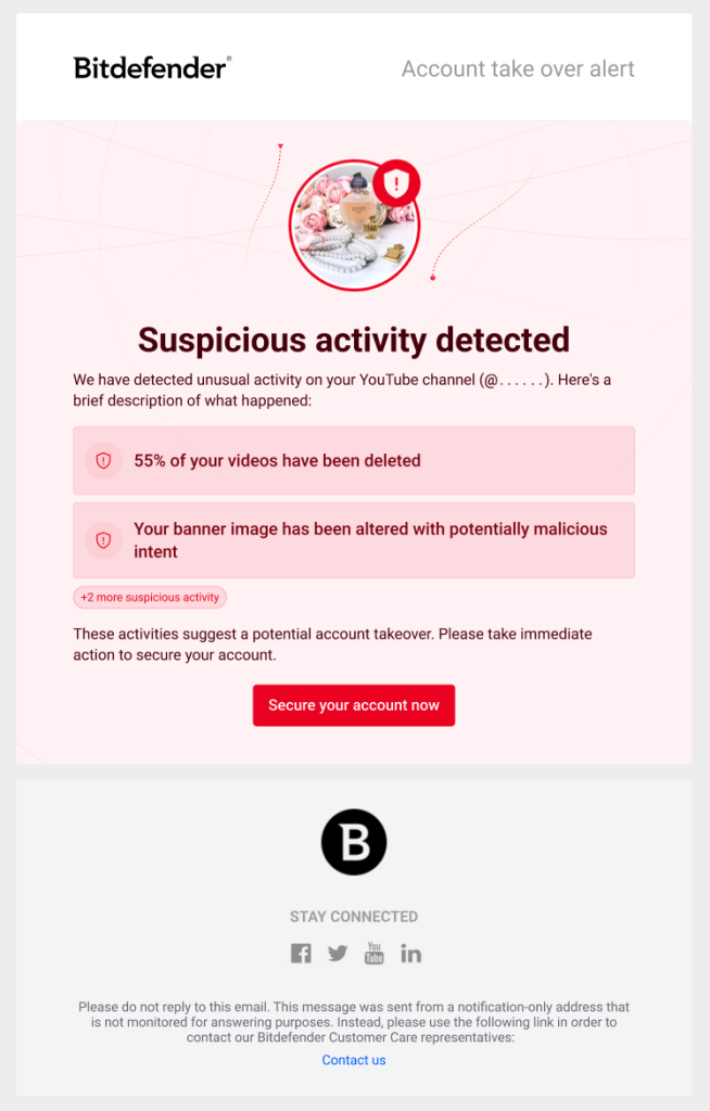 YouTube channel hacked - Email