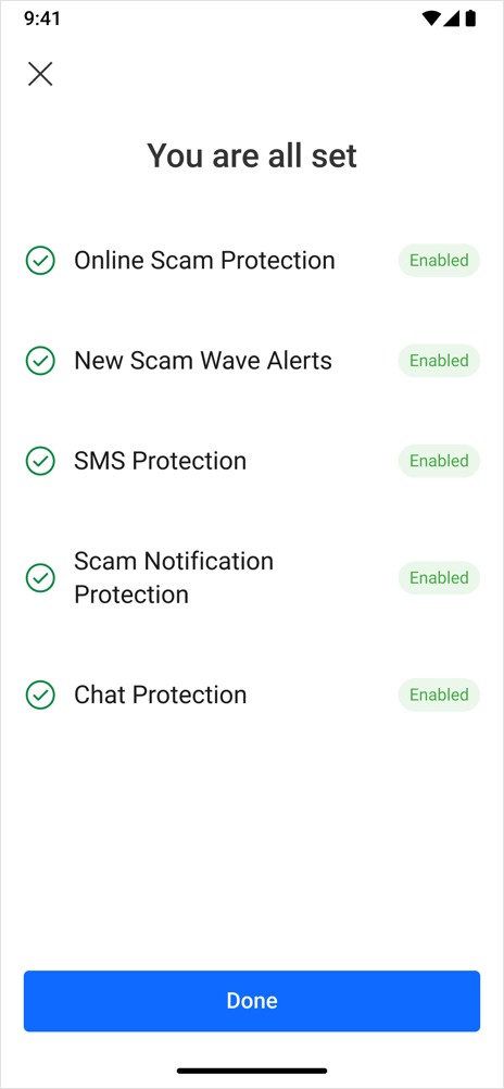 Set up Scam Copilot - Android. Done