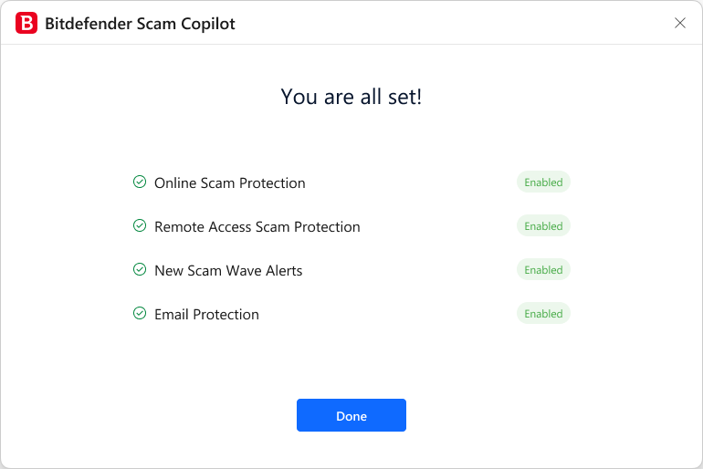 Set up Scam Copilot. You are all set!